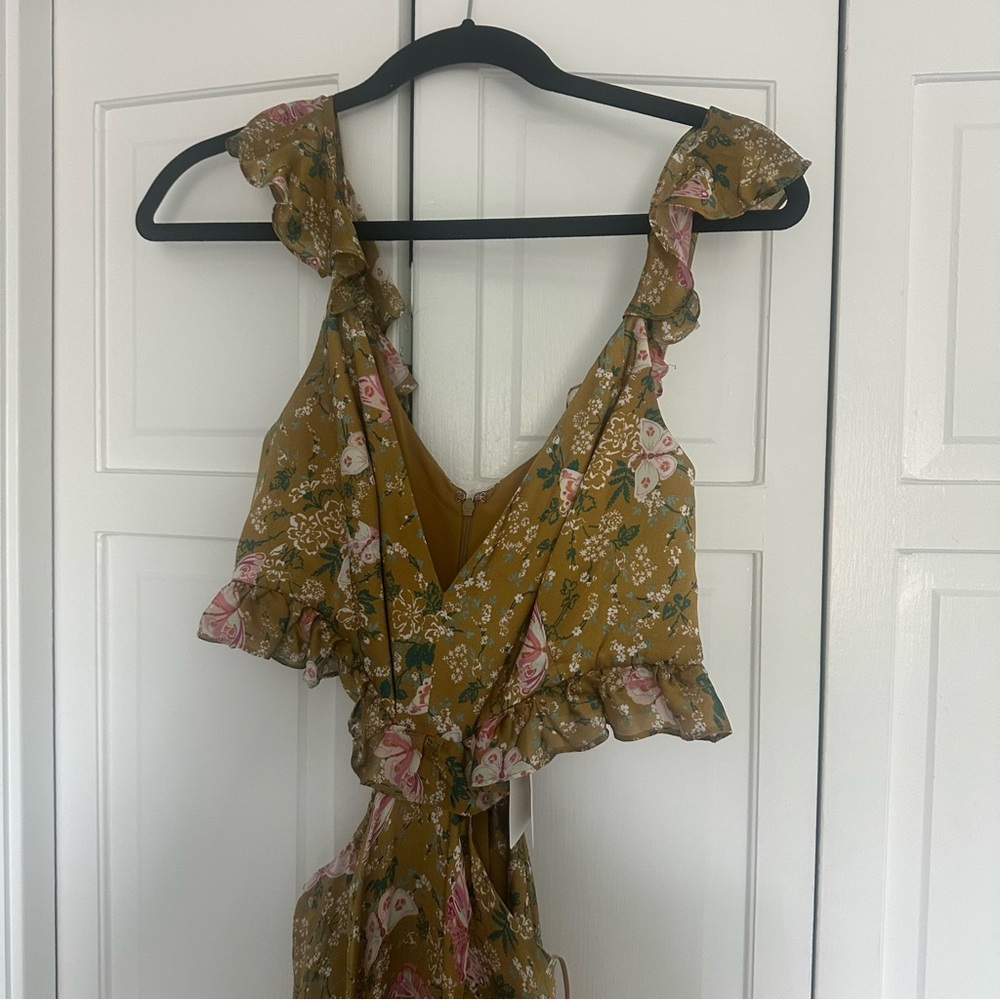 AMUR Yellow Asymmetrical Ruffled Maxi Dress - Picture 9 of 11